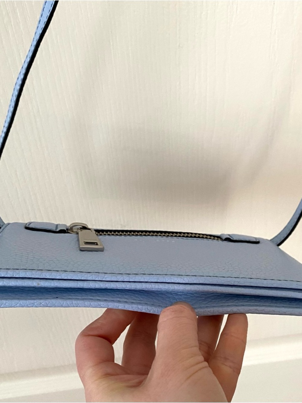 $295 Marc Jacobs Gotham Blue Pebble Leather Adjustable Crossbody Bag Clutch - Picture 7 of 14